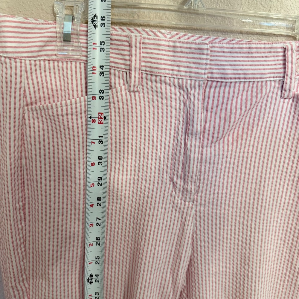 Lands End Womens Pink Seersucker Striped Mid Rise Slim Leg Pants Size 10 Preppy - Picture 6 of 8